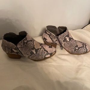 Fergie Snakeskin Print Ankle Boots